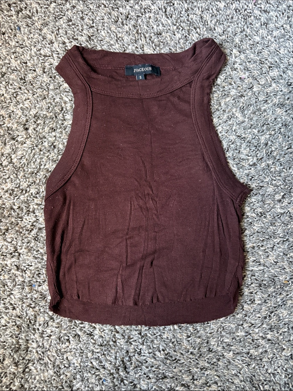 OLIVACEOUS Ribbed Tank Top in Brown Size Small